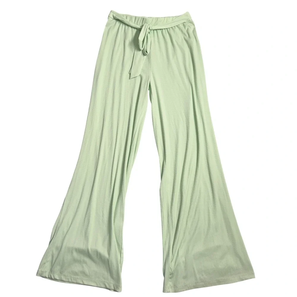 DISCREET NEW YORK CITY Women Light Green Wide Leg Palazzo Pants Size L - Picture 3 of 5